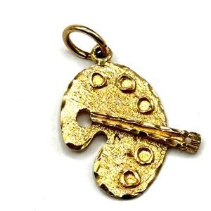 14K  Yellow Solid Gold Unisex  Painters Palette Pendant  3.1 grams 1"